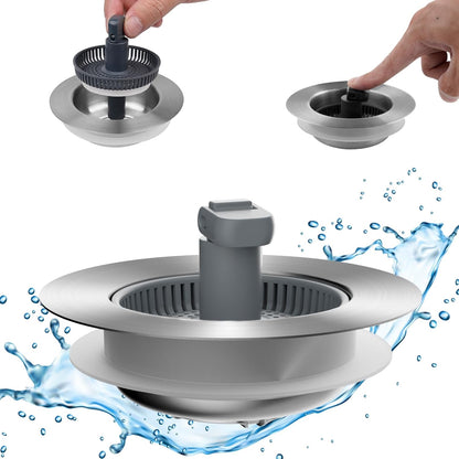 Upgraded 3 in 1 Bathroom and Kitchen Sink Drain Strainer V1258-DP02-C-834