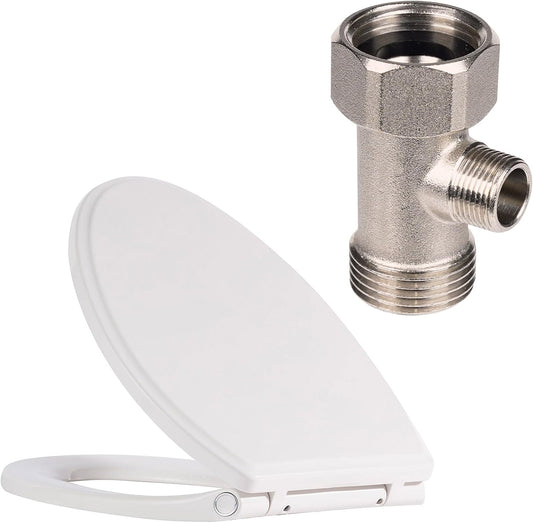 Premium Elongated Toilet Seat with Bidet T Adapter(7/8" x 7/8" x 3/8") V1258-DP02-C-838