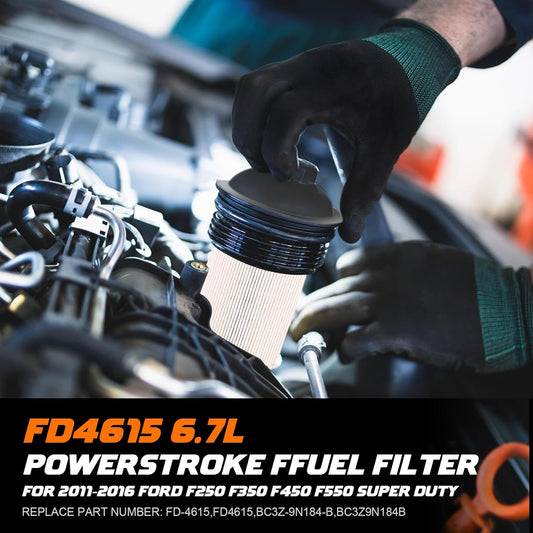 FD-4615 6.7 Powerstroke Fuel Filter for 2011-2016 Ford F250 F350 F450 F550 Super Duty Truck 5 Micron Diesel V1258-DP02-C-842