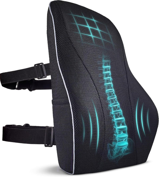 Extra Dense Lumbar Pillow with Double Adjustable Straps - Ergonomic Lumbar Support Pillow for Office Chair, V1258-DP02-C-86