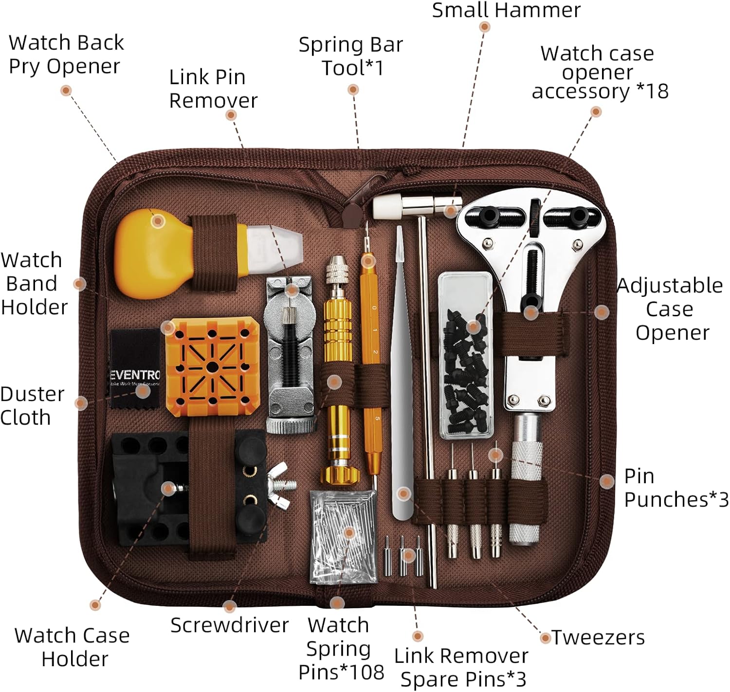 Watch Repair Kit with Black and Brown Bag V1258-DP02-C-863