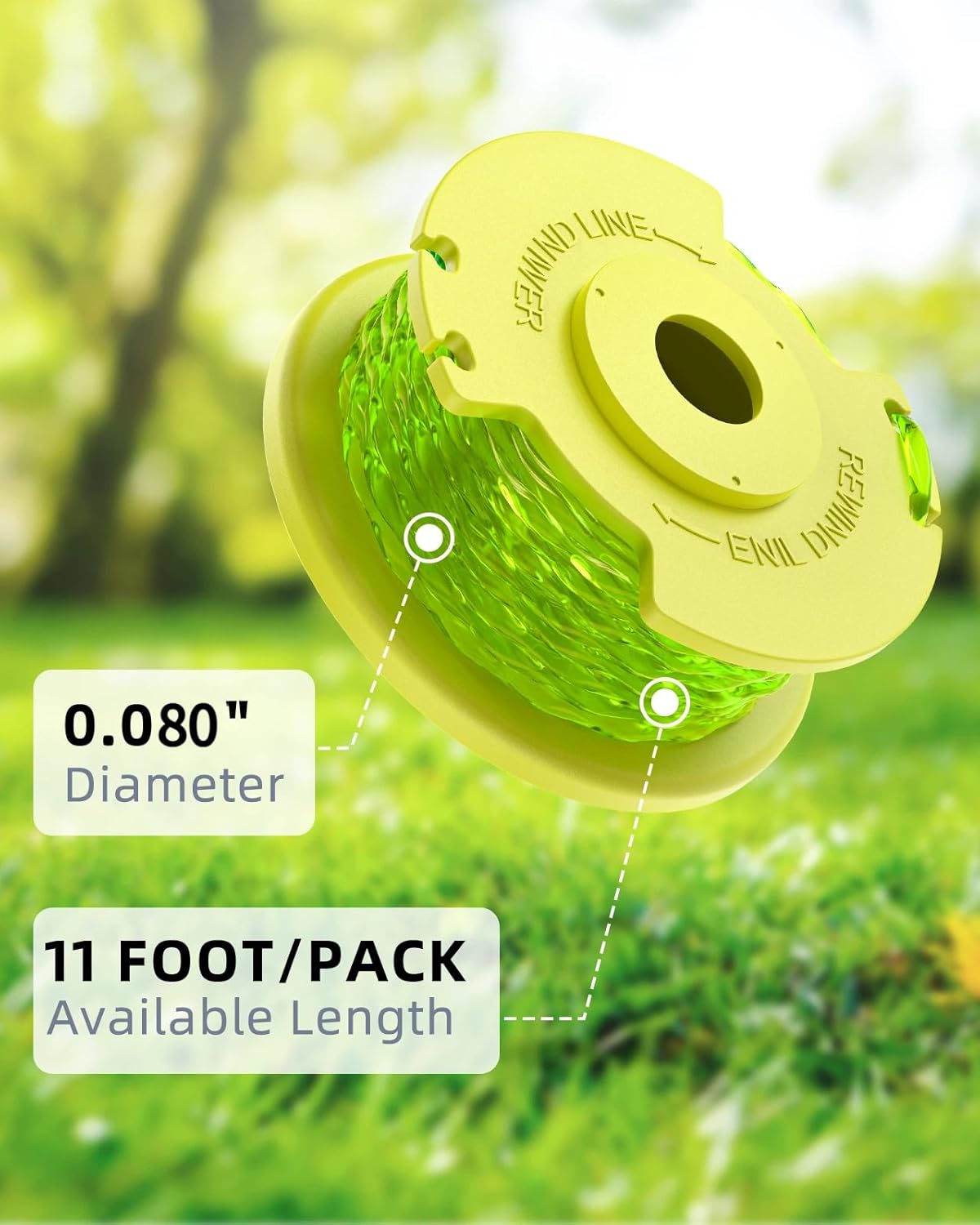 Weed Wacker String Compatible with Ryobi One Plus+ AC80RL3, 0.08'' String Trimmer Refill Line,Weed Eater V1258-DP02-C-866