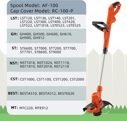 Weed Eater String Compatible with Black+Decker, AF-100 0.065" Weed Wacker String Refill 360ft Automatic Feed V1258-DP02-C-868