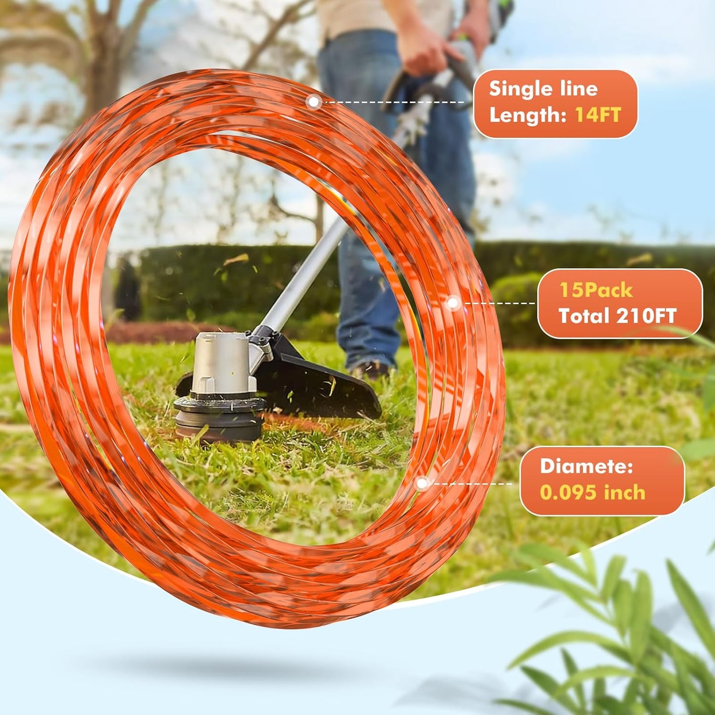 15 Pack AL2420P Replacement Twisted Trimmer Line Compatible with All 15" EGO 56-Volt String Trimmers Weed V1258-DP02-C-871