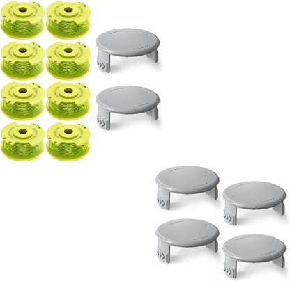 10 PCS Weed Wacker String and 4 Pack AC14HCA Replacement Spool Cap Compatible with Ryobi One Plus+ AC80RL3 V1258-DP02-C-875