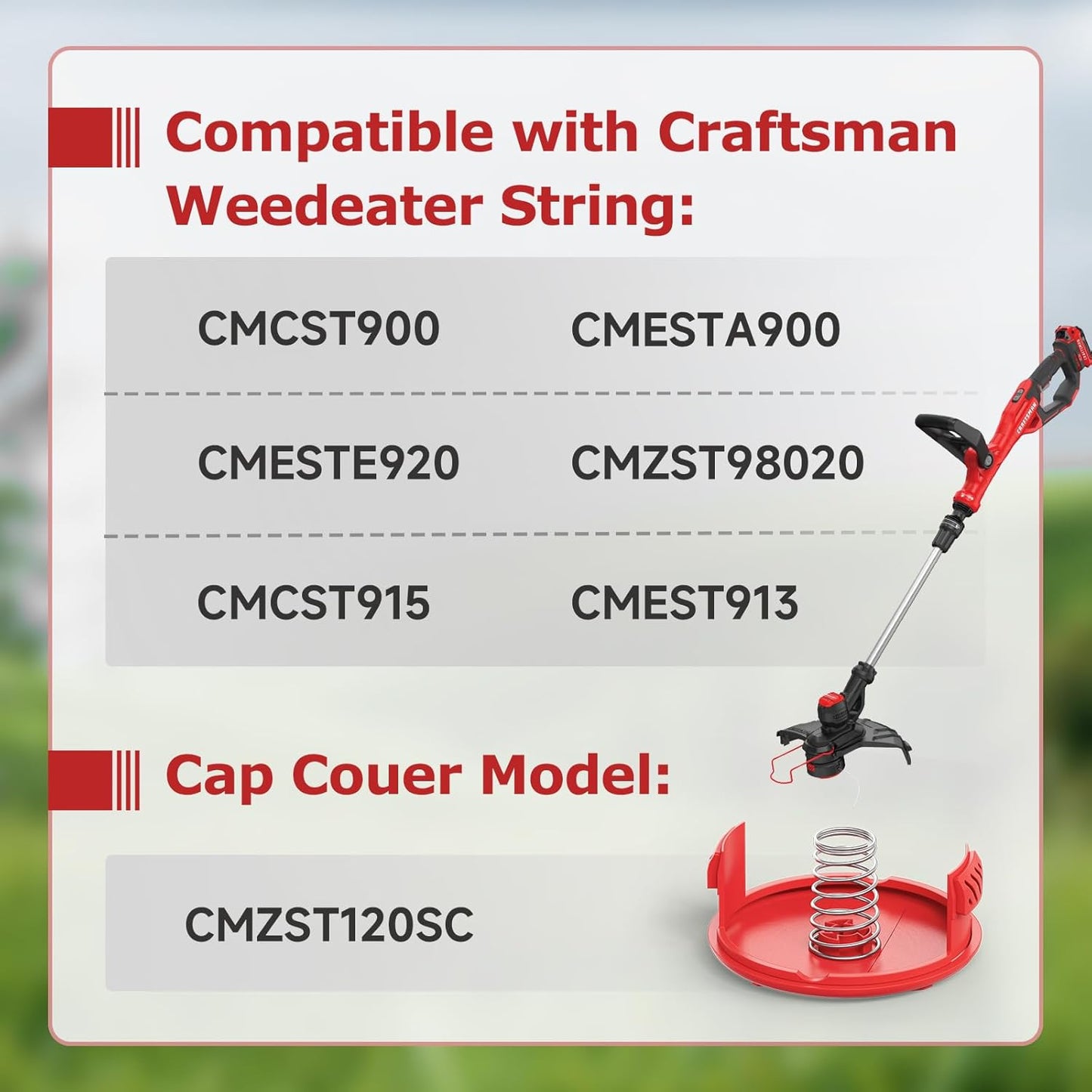 3 Pack CMZST0653 Weed Eater String and 4 Pack CMZST120SC String Trimmer Spool Compatible with Craftsman Weed V1258-DP02-C-877