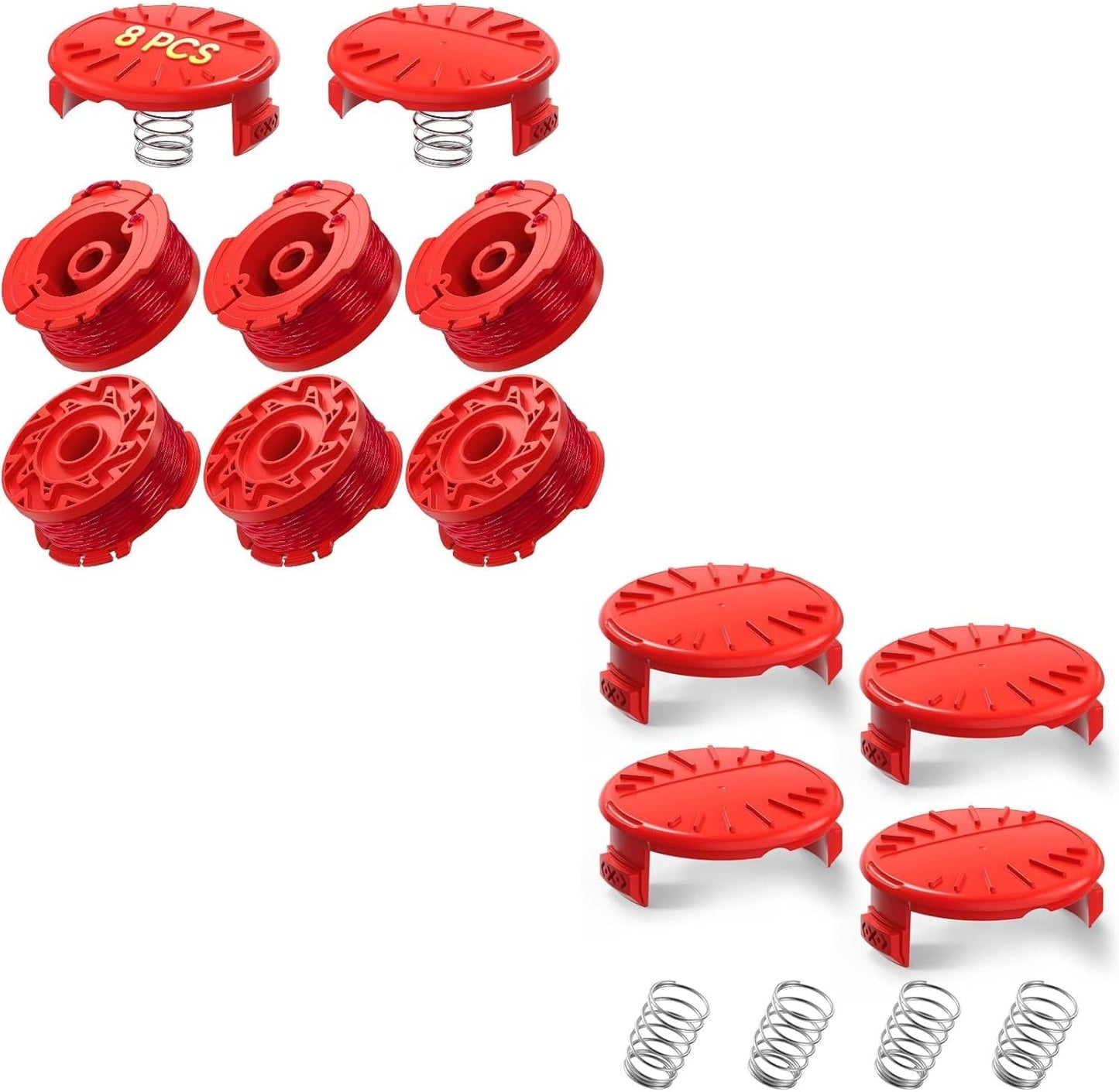 8 Pack CMZST0803 CMZST080 Weed Eater String and 4 Pcak CMZST120SC String Trimmer Spool Cap Compatible with V1258-DP02-C-879