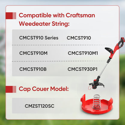 8 Pack CMZST0803 CMZST080 Weed Eater String and 4 Pcak CMZST120SC String Trimmer Spool Cap Compatible with V1258-DP02-C-879