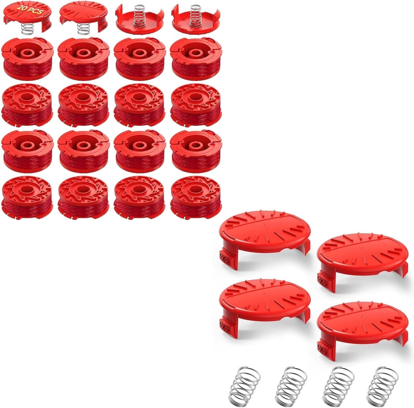 20 Pack CMZST0803 CMZST080 Weed Eater String and 4 Pcak CMZST120SC String Trimmer Spool Cap Compatible with V1258-DP02-C-880