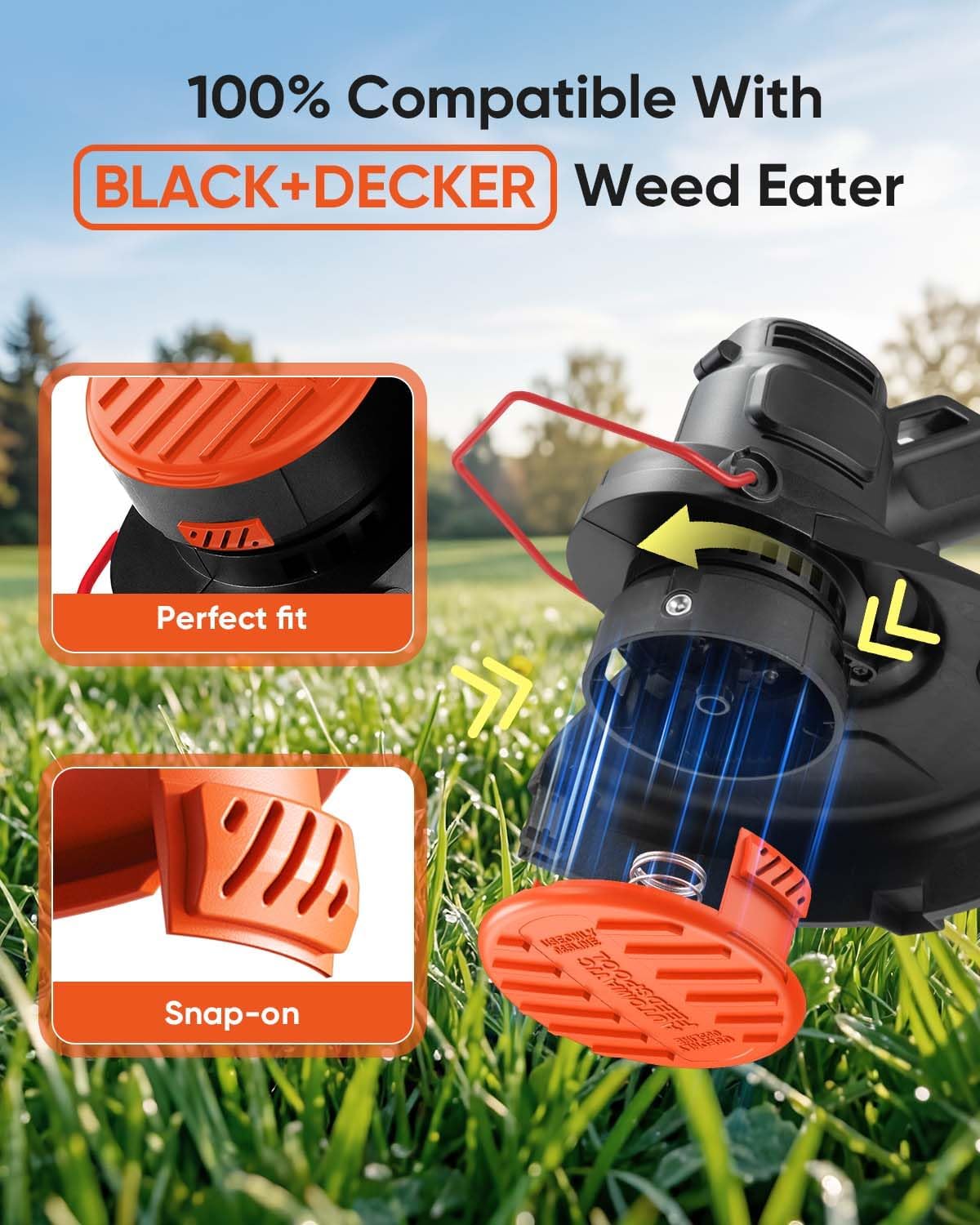 15 Pack Weed Eater String and 4 Pack Weed Eater Replacement Spool Cap Covers Compatible with Black+Decker, V1258-DP02-C-882