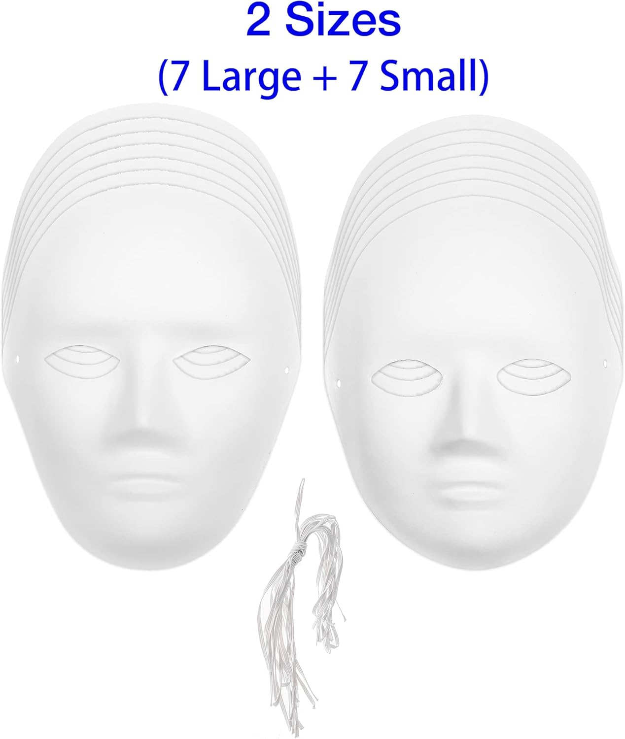 14 Pack Paper Mache Masks - 2 Sizes for Artistic Projects, Theater, Halloween, Masquerade Parties, Classroom V1258-DP02-C-891
