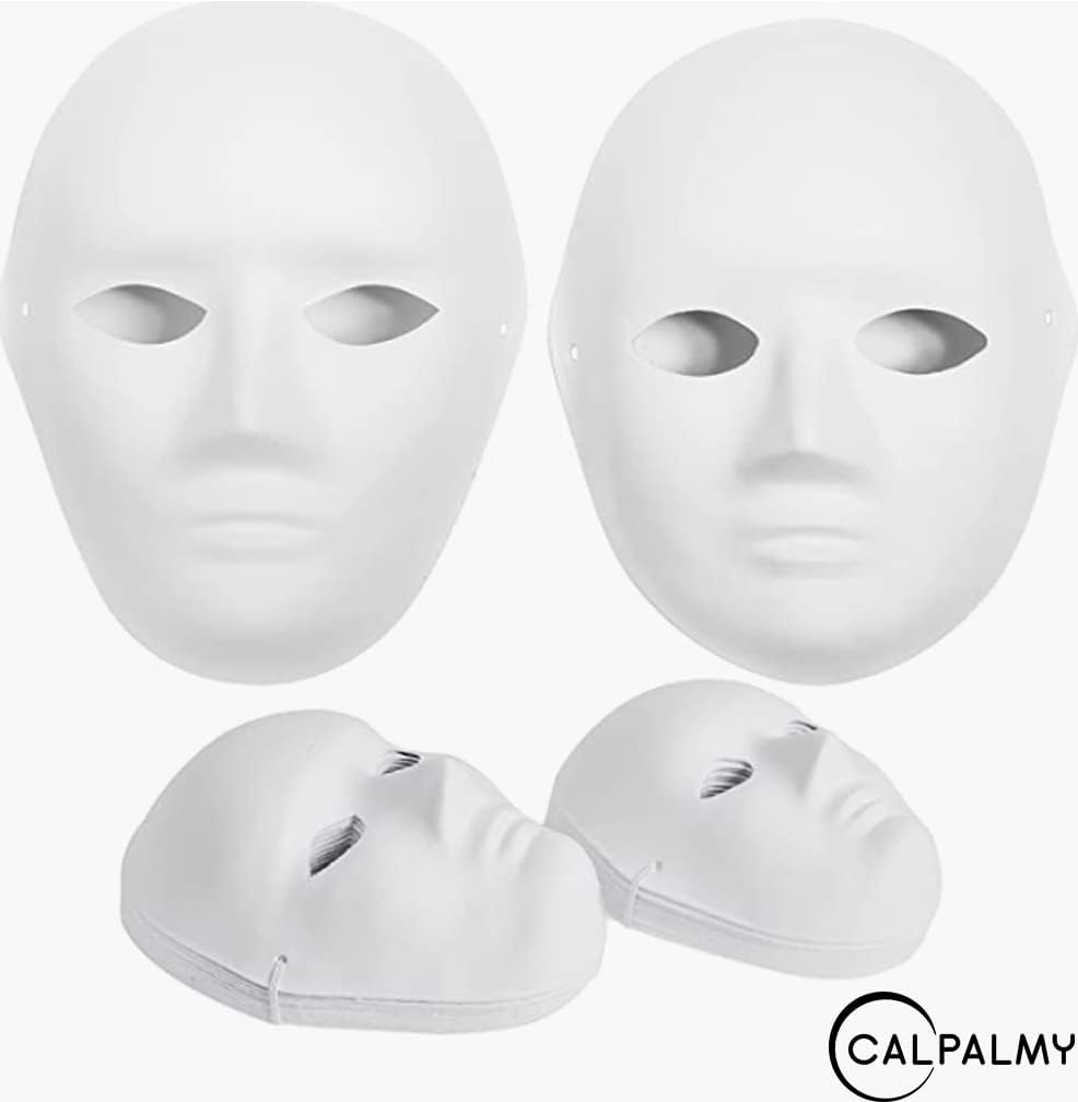 14 Pack Paper Mache Masks - 2 Sizes for Artistic Projects, Theater, Halloween, Masquerade Parties, Classroom V1258-DP02-C-891