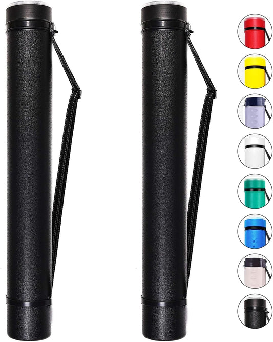 2-Pack Extendable Poster Tubes Expand from 24.5" to 40" with Shoulder Strap | Carry Documents, Blueprints, V1258-DP02-C-892