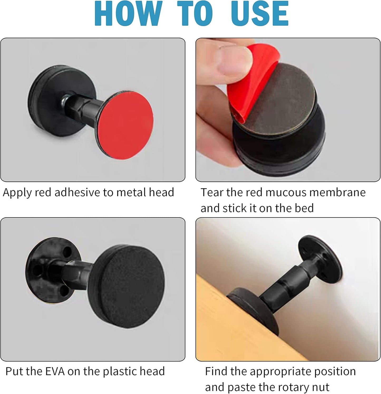 Adjustable Threaded Bed Frame Anti-Shake Tool, Headboard Stoppers, Bedside Anti Shake Tool for Beds Cabinets V1258-DP02-C-90