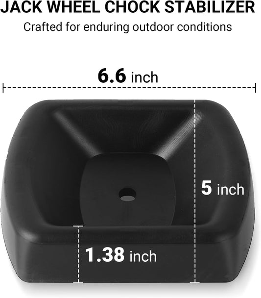 Jack Wheel Chock Stabilizer - Heavy Duty Rubber Travel Trailer Jack Caster Wheel Dock 6" Single Wheel Stopper V1258-DP02-C-904