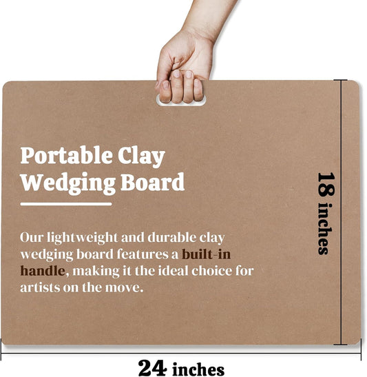 Clay Wedging Board with Convenient Built-in Handle - 24 x 18" Portable Clay Board for Ceramics, Clay Crafts, V1258-DP02-C-910