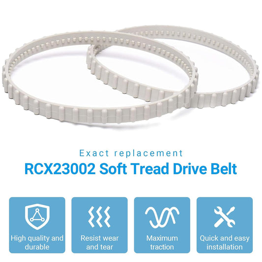 (2 Pack) RCX23002 Replacement Soft Tread Drive Belt - Premium, Heavy-Duty Rubber Pool Cleaner Parts | V1258-DP02-C-912