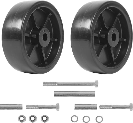 (2-Pack) 6-Inch Boat Trailer Jack Wheels - Universal Fit Black Plastic Caster Wheels - Includes All Mounting V1258-DP02-C-915