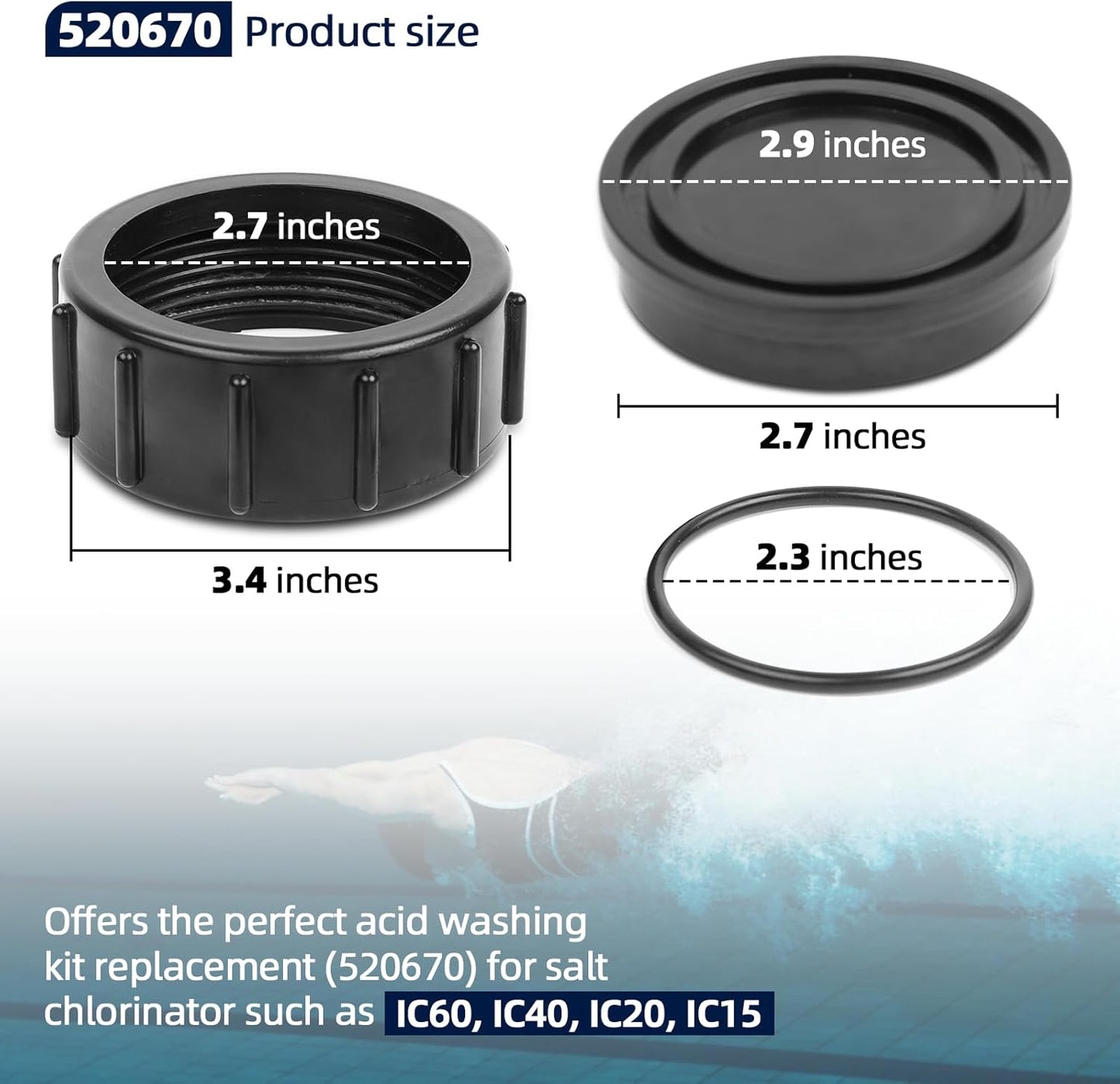Chlorinator Lid Cover and 520670 The Exact Acid Washing Kit Replacement V1258-DP02-C-917