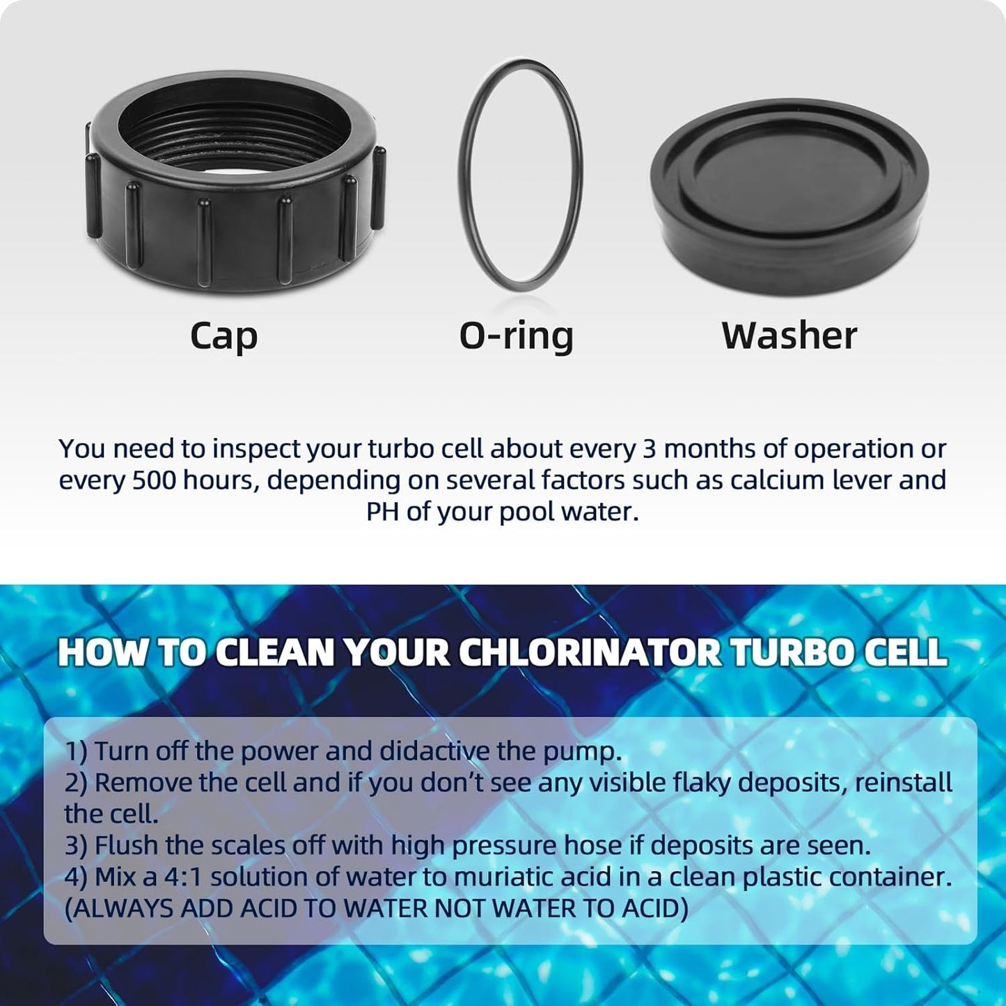 Chlorinator Lid Cover and 520670 The Exact Acid Washing Kit Replacement V1258-DP02-C-917