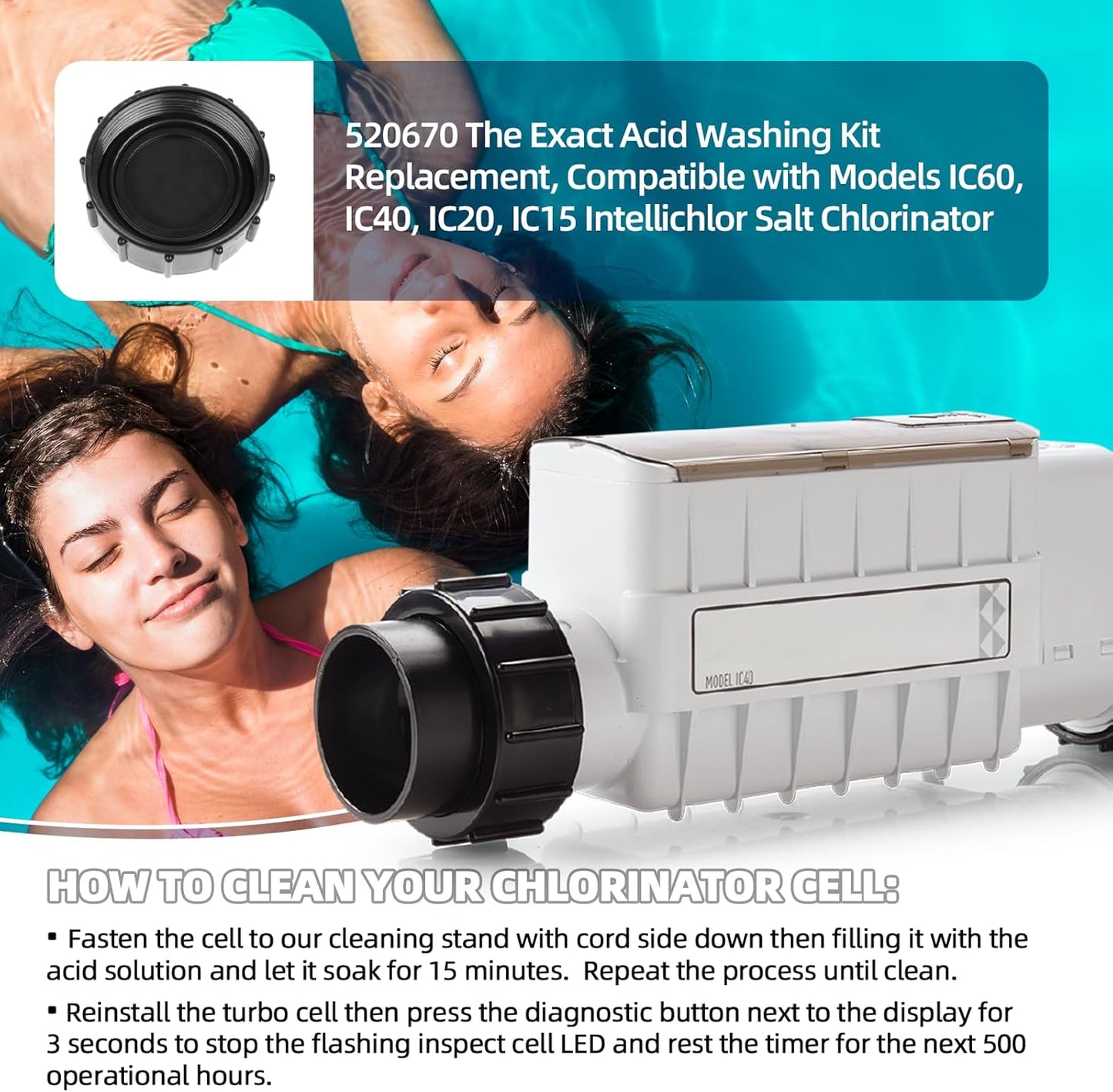 Chlorinator Lid Cover and 520670 The Exact Acid Washing Kit Replacement V1258-DP02-C-917