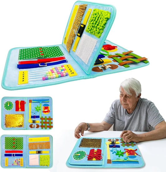 Blue Fidget Blanket for Dementia Patients | Dementia Activities for Seniors | Fidget Blanket for Adults with V1258-DP02-C-92