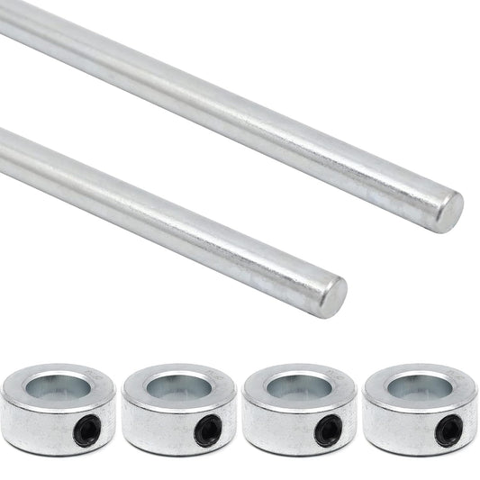 (2+4 Pack) 5/8" x 36" Zinc Plated Steel Rods and 5/8" Bore Solid Steel Shaft Collars, for Use as an Axle V1258-DP02-C-920
