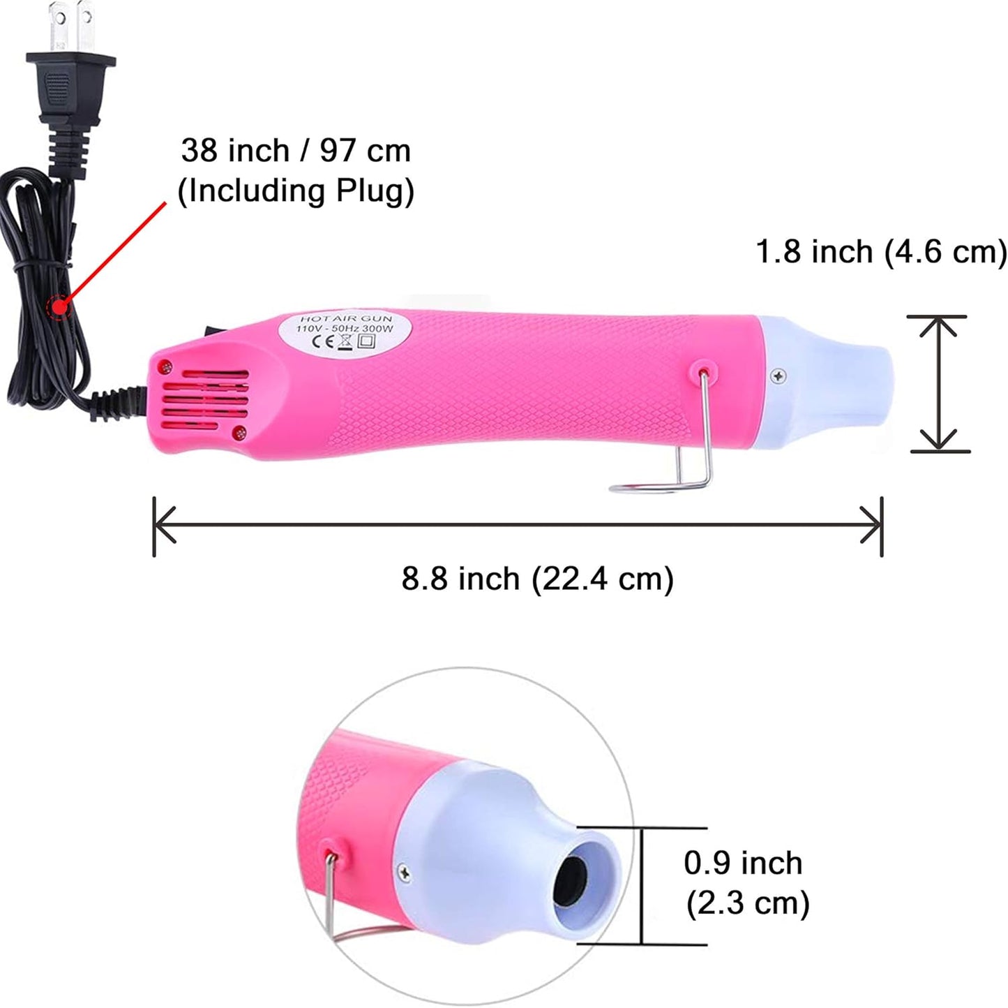 Pink Heat Gun for Crafts and (24-Pack) Hyper-Realistic White Wooden Eggs for Painting V1258-DP02-C-923