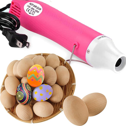 Pink Heat Gun for Crafts and (24-Pack) Easter Eggs Life-Size Wooden Egg for Painting V1258-DP02-C-924