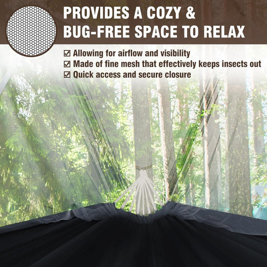 Camping Hammock with Mosquito Netting and Tree Straps - Sturdy Up to 450lbs for Outdoor, Backyard, V1258-DP02-C-932