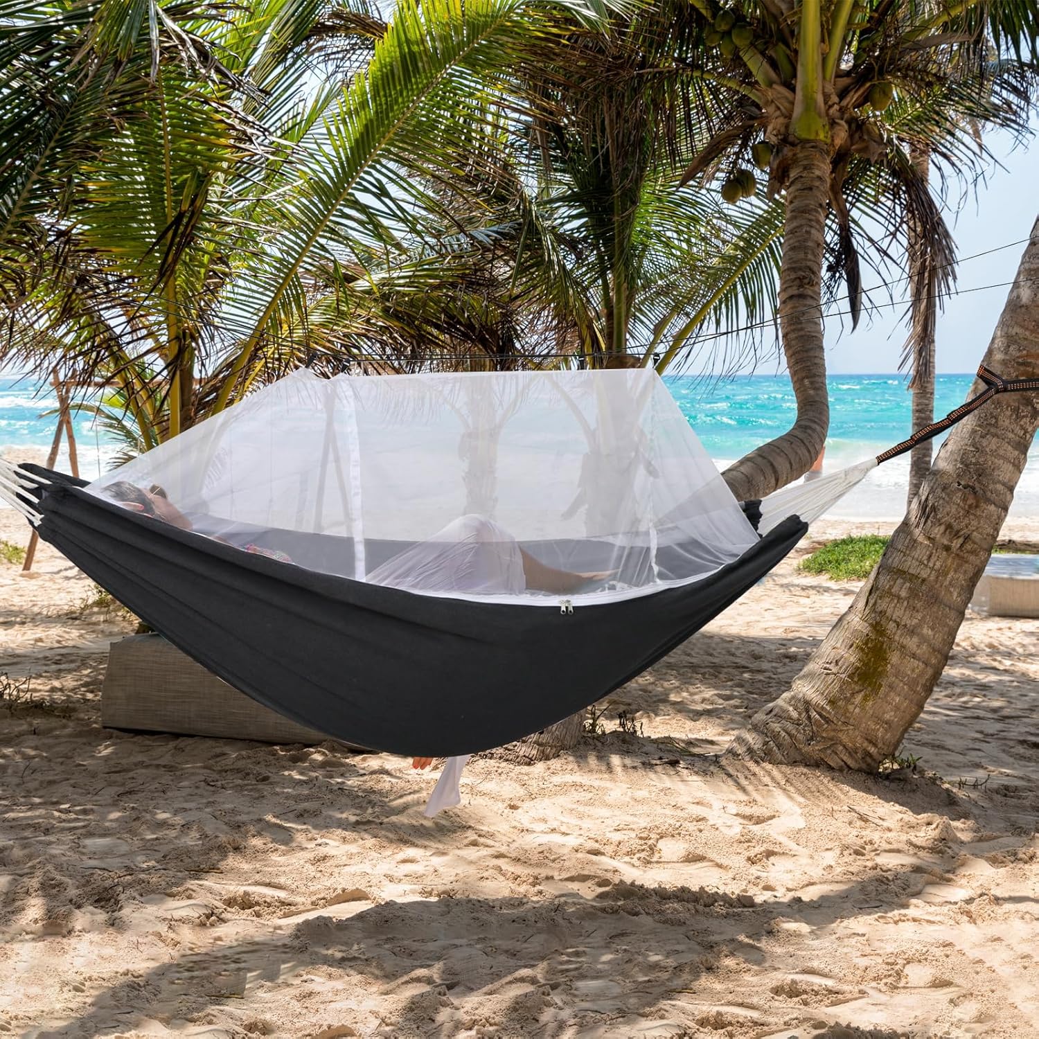 Camping Hammock with Mosquito Netting and Tree Straps - Sturdy Up to 450lbs for Outdoor, Backyard, V1258-DP02-C-932