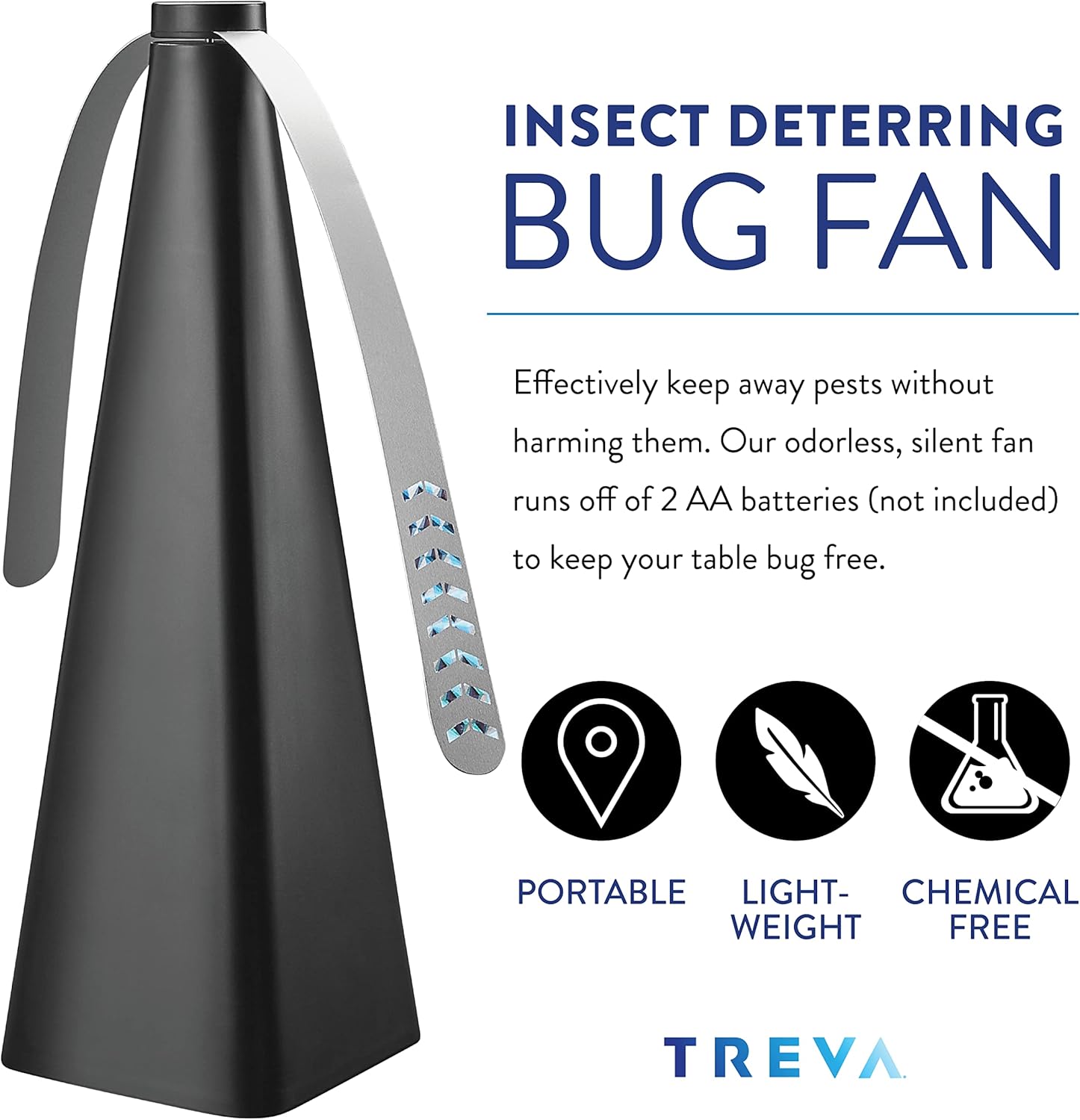 Bug Fan Fly Deterrent with Holographic Blades to Clear Bugs, Mosquitoes, and Flies, Battery Powered Fly Fan 4 V1258-DP02-C-934