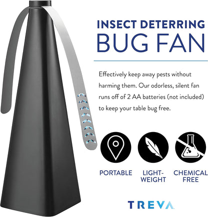 Bug Fan Fly Deterrent with Holographic Blades to Clear Bugs, Mosquitoes, and Flies, Battery Powered Fly Fan 4 V1258-DP02-C-934