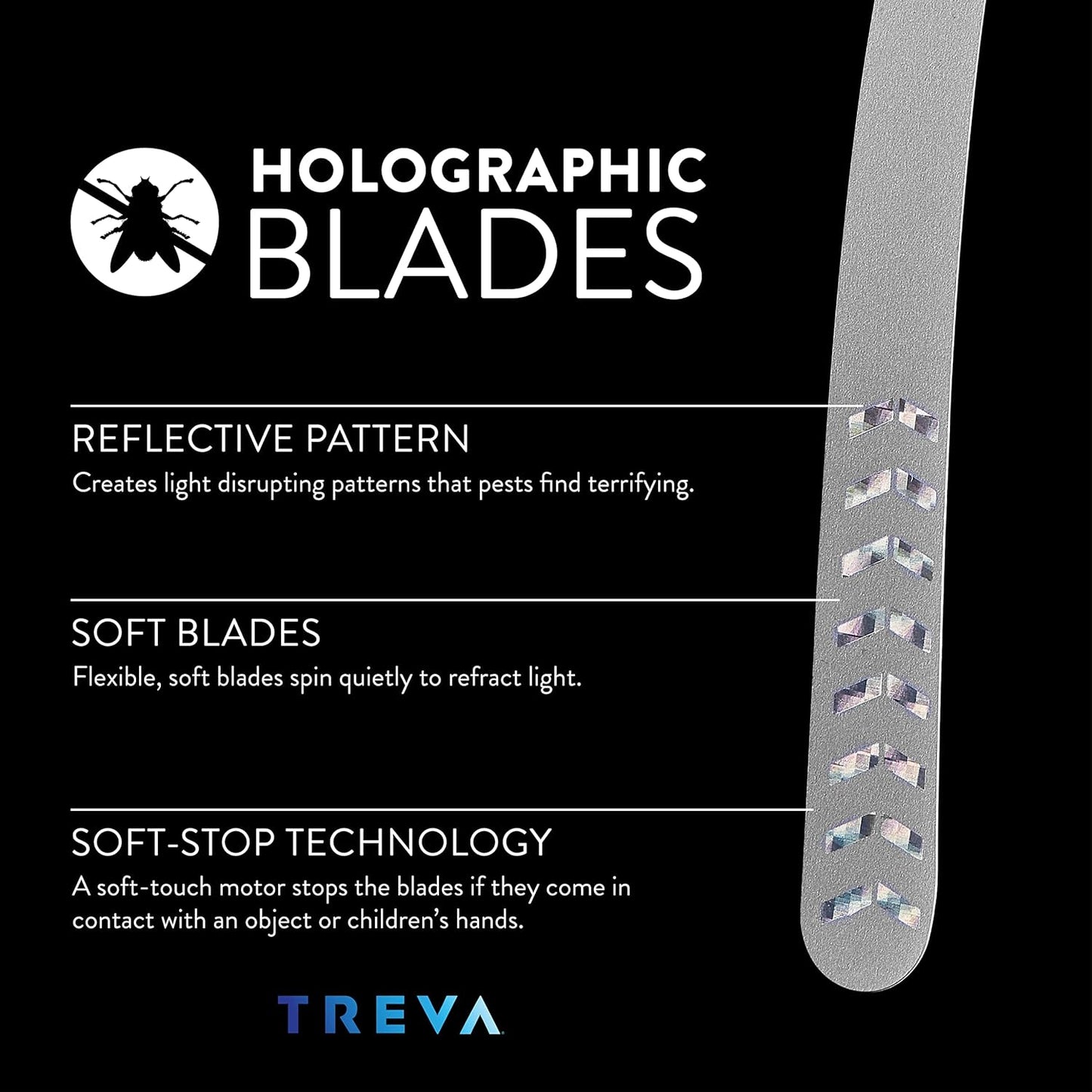 Bug Fan Fly Deterrent with Holographic Blades to Clear Bugs, Mosquitoes, and Flies, Battery Powered Fly Fan 4 V1258-DP02-C-934