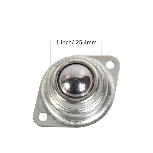 1" Rolling Ball Transfers 8 pcs, Universal Transfer Bearings of 400 Lbs Load Capacity, Two-Hole Flange V1258-DP02-C-94