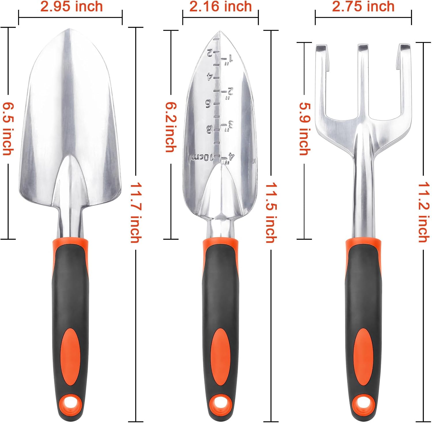 Garden Tools Set, 3 Pack Heavy Duty Gardening Tools Set + Trimmer Shoulder Strap for Weed, Adjustable V1258-DP02-C-941