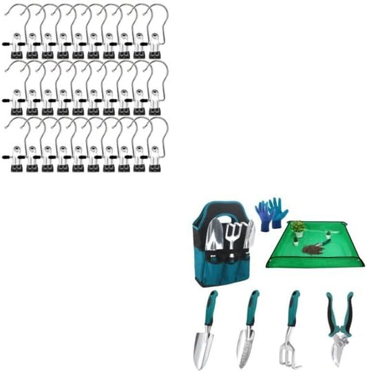 Laundry Hooks Hanging Clips Clothes Pins Closet Hanger Organizer + Garden Tools Sets, Gardening Tool Set with V1258-DP02-C-944