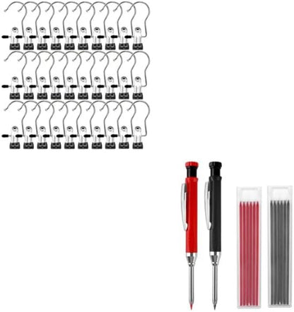 Laundry Hooks Hanging Clips Clothes Pins Closet Hanger Organizer + 2 Pack Carpenter Pencils Mechanical V1258-DP02-C-945