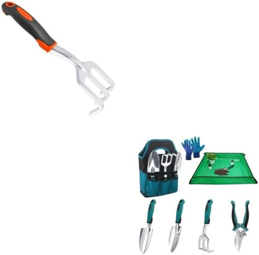 Hand Rake Garden Tool, Heavy Duty Hand Cultivators for Gardening + Garden Tools Sets, Gardening Tool Set with V1258-DP02-C-947