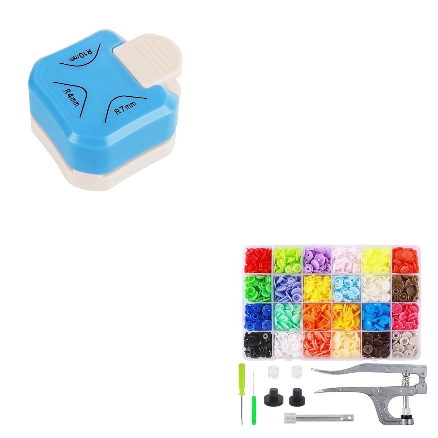 Paper Corner Rounder Punch, Corner Punch Corner Cutter Rounder for Cardstock + Snap Button Kit with Snaps V1258-DP02-C-951