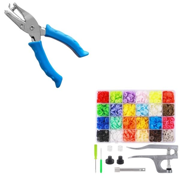 Single Hole Punch 1/4" Paper Hole Puncher for Crafts, One Hole Puncher + Snap Button Kit with Snaps Pliers, V1258-DP02-C-952