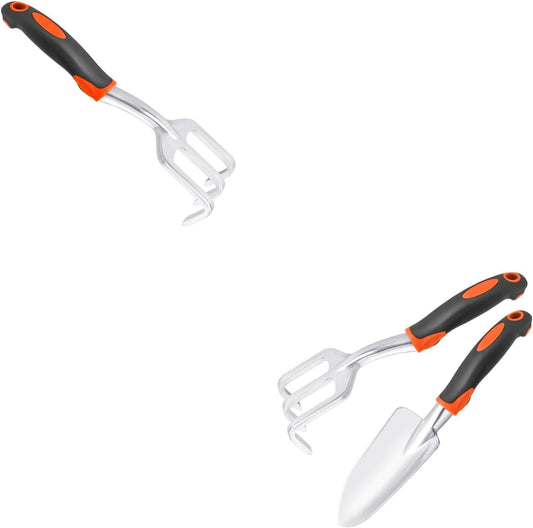 Hand Rake Garden Tool, Heavy Duty Hand Cultivators for Gardening + Garden Tool Set, 2 Pack Heavy Duty V1258-DP02-C-965