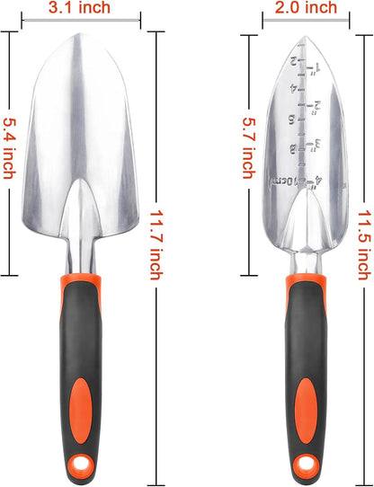 Garden Shovel Trowel Garden Tool with Measurement Mark + 2 Pack Heavy Duty Gardening Tools Set V1258-DP02-C-966