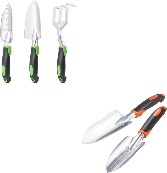 Garden Tools Set, 3 Pack Heavy Duty Gardening Tools Set + Garden Shovel Trowel Garden Tool Set, 2 Pack Heavy V1258-DP02-C-968