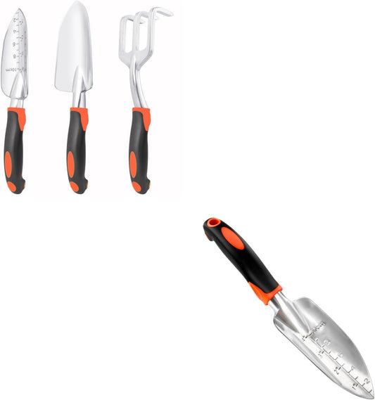 Garden Tools Set, 3 Pack Heavy Duty Gardening Tools Set Include Garden Shovel + Garden Shovel Trowel Garden V1258-DP02-C-970