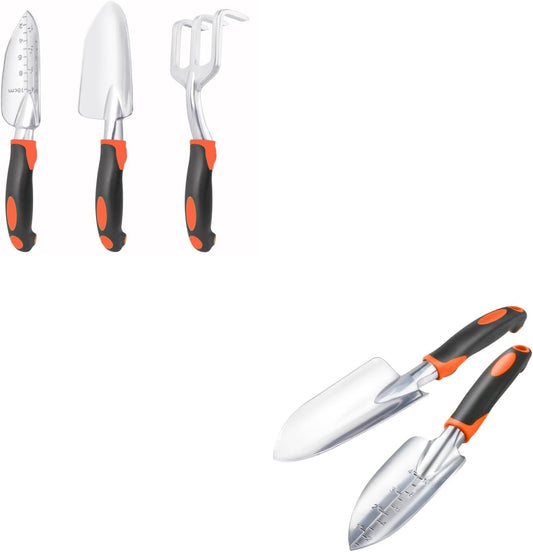Garden Tools Set, 3 Pack Heavy Duty Gardening Tools Set + Garden Shovel Trowel Garden Tool Set, 2 Pack Heavy V1258-DP02-C-972