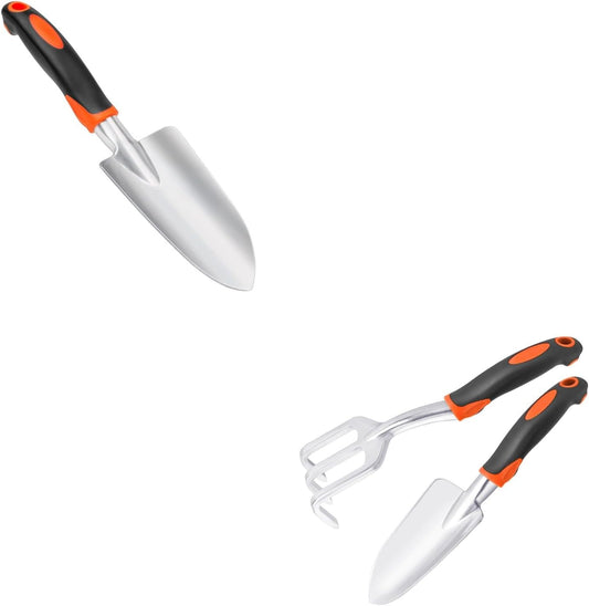 Garden Shovel Garden Hand Trowel, Heavy Duty Hand Shovel with Ergonomic Handle + Garden Tool Set, 2 Pack V1258-DP02-C-976