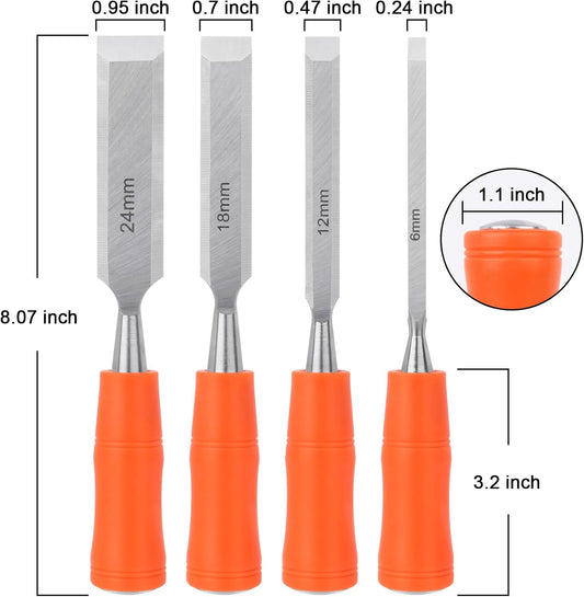 4 Piece Wood Chisel Sets Woodworking Tools Set, Wood Chisels + Upgraded Watt Meter Power Meter Plug Home V1258-DP02-C-982