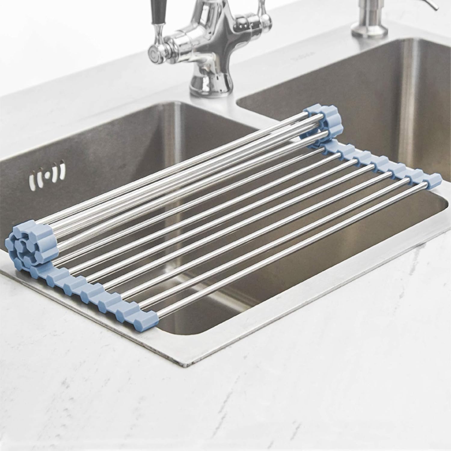 Over The Sink Dish Drying Rack, Foldable Dish Drainer, Gray + 4 Piece Wood Chisel Sets Woodworking Tools Set V1258-DP02-C-983