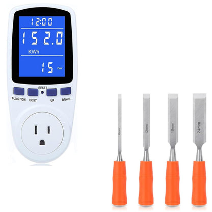 Upgraded Watt Power Meter Plug Home Electrical Usage Monitor Consumption+ 4 Piece Wood Chisel Sets V1258-DP02-C-984